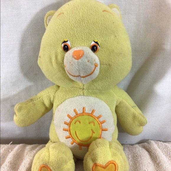 Vtg Yellow CARE BEAR Funshine Bear Plush Animal - Picture 1 of 8